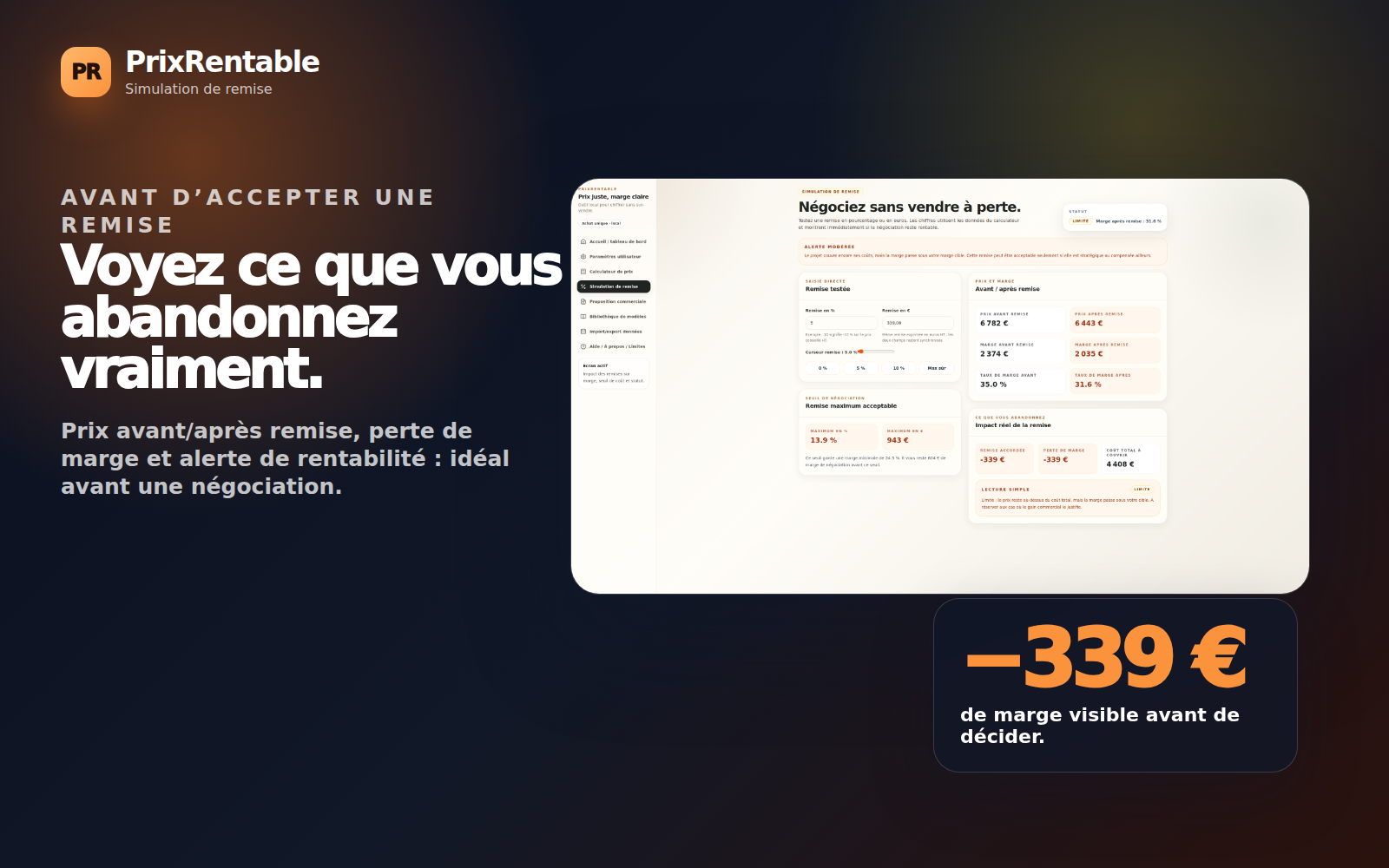Simulation de remise PrixRentable